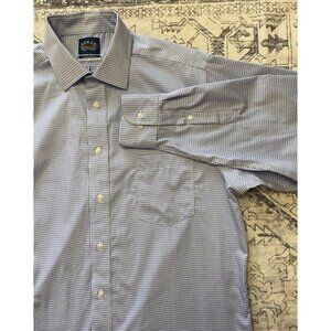 Eagle Shirtmakers Mens Dress Shirt 16.5 34/35 L Stretch Collar Wrinkle Free Blue